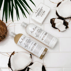 SheaMoisture Coconut Oil Bar Soap ingredients close-up emphasizing hydrating skin