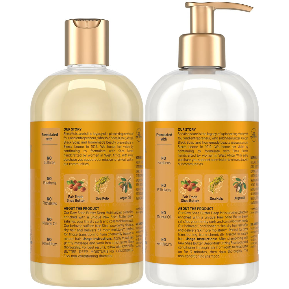 SheaMoisture Raw Shea Butter Conditioner bottle smooths curls for detangling.