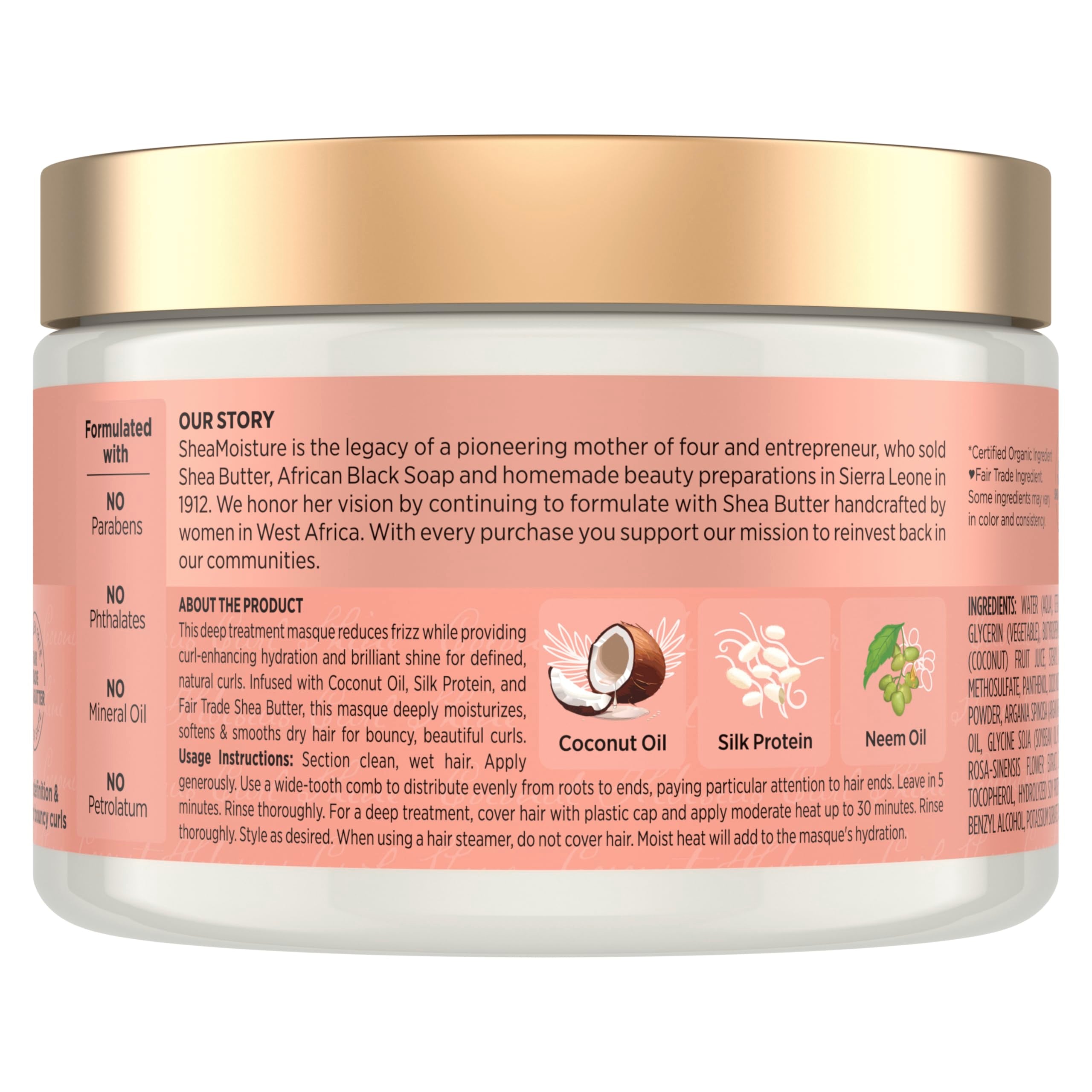 SheaMoisture Curl Shine hair mask application demonstrates smoothing and conditioning during styling.