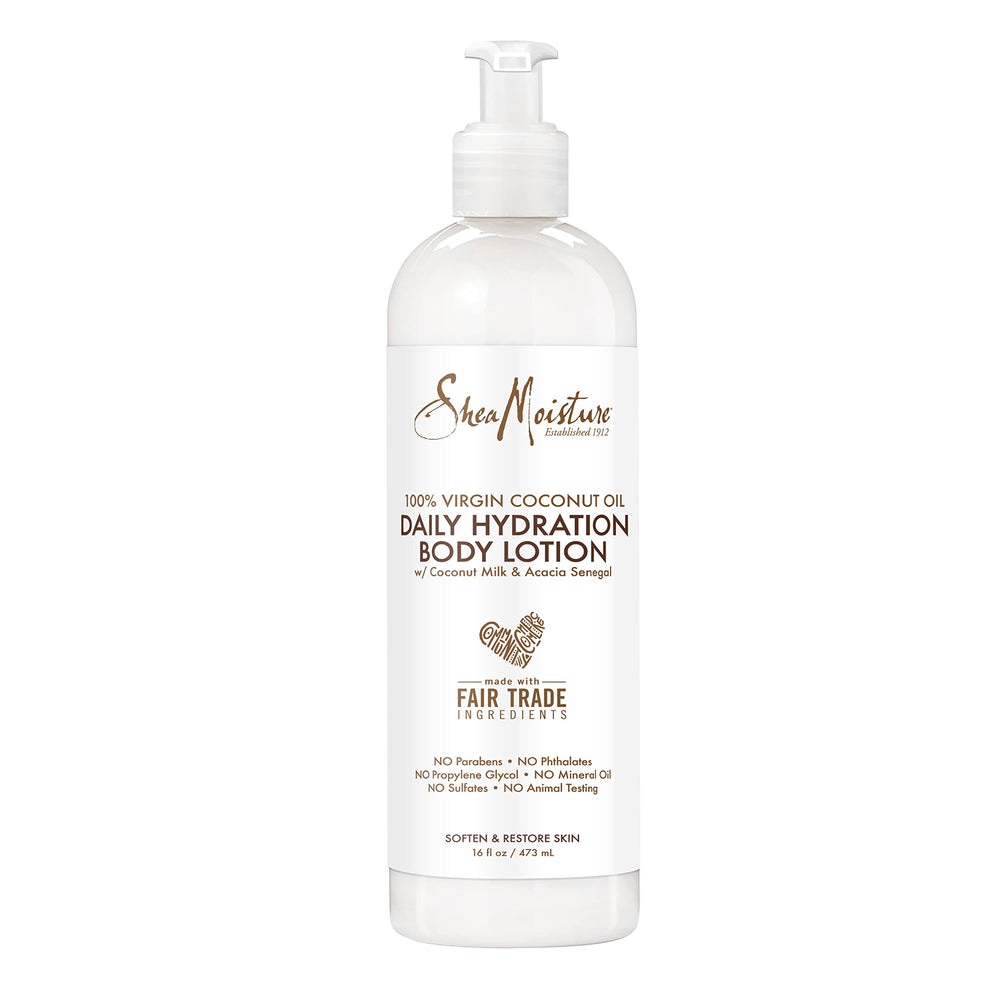 SheaMoisture Daily Hydration body lotion 16oz tub provides long-lasting moisture after shower.