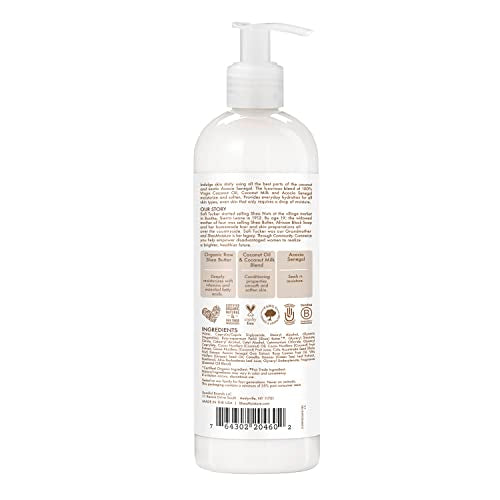 SheaMoisture coconut oil bottle highlights pure coconut oil for nourishing skin.