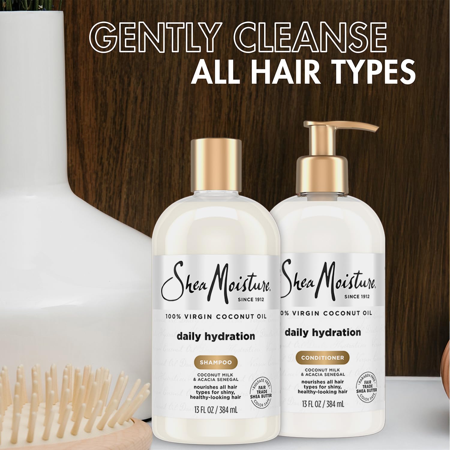 Conditioner being applied to hair ends for detangling ease