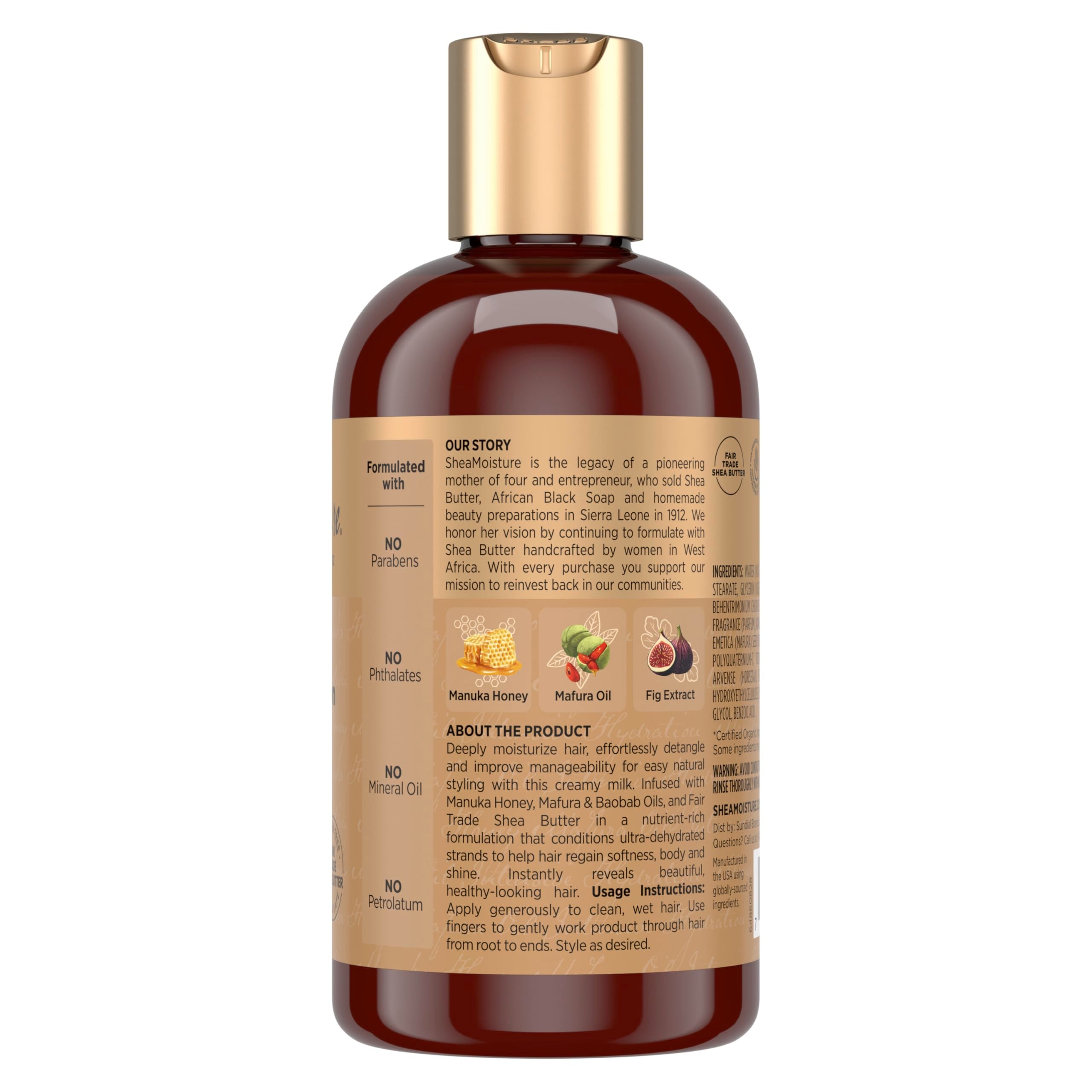 Sheamoisture Hair Milk with Shea Butter shows rich emollience for nourished strands.