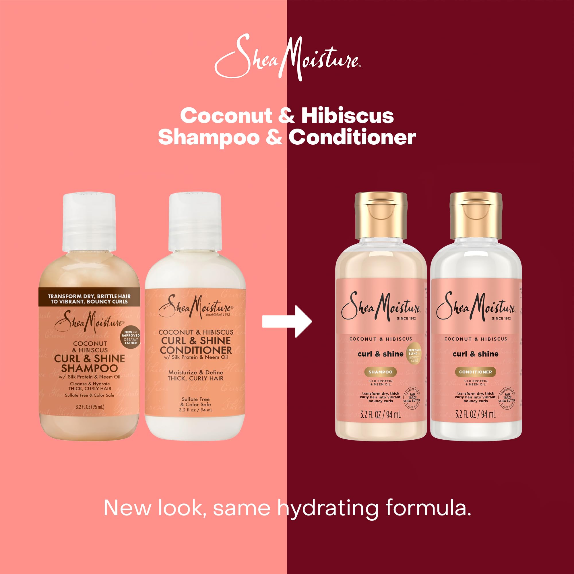 SheaMoisture curl routine travel kit scene highlights shiny, defined hair on the go.