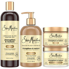 SheaMoisture Jamaican Black Castor Oil Growth Shampoo bottle pour for refreshing scalp cleanse.