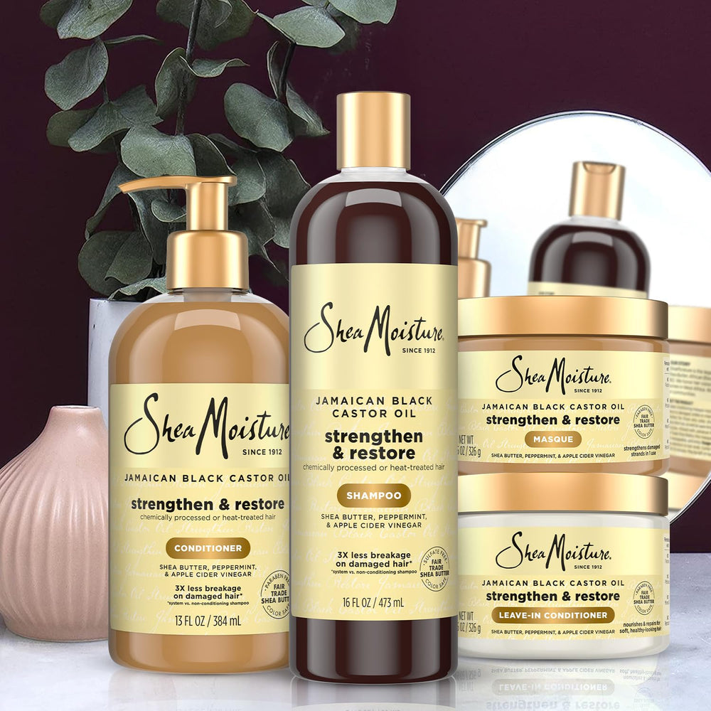 SheaMoisture Jamaican Black Castor Oil set packaging image for home routine.