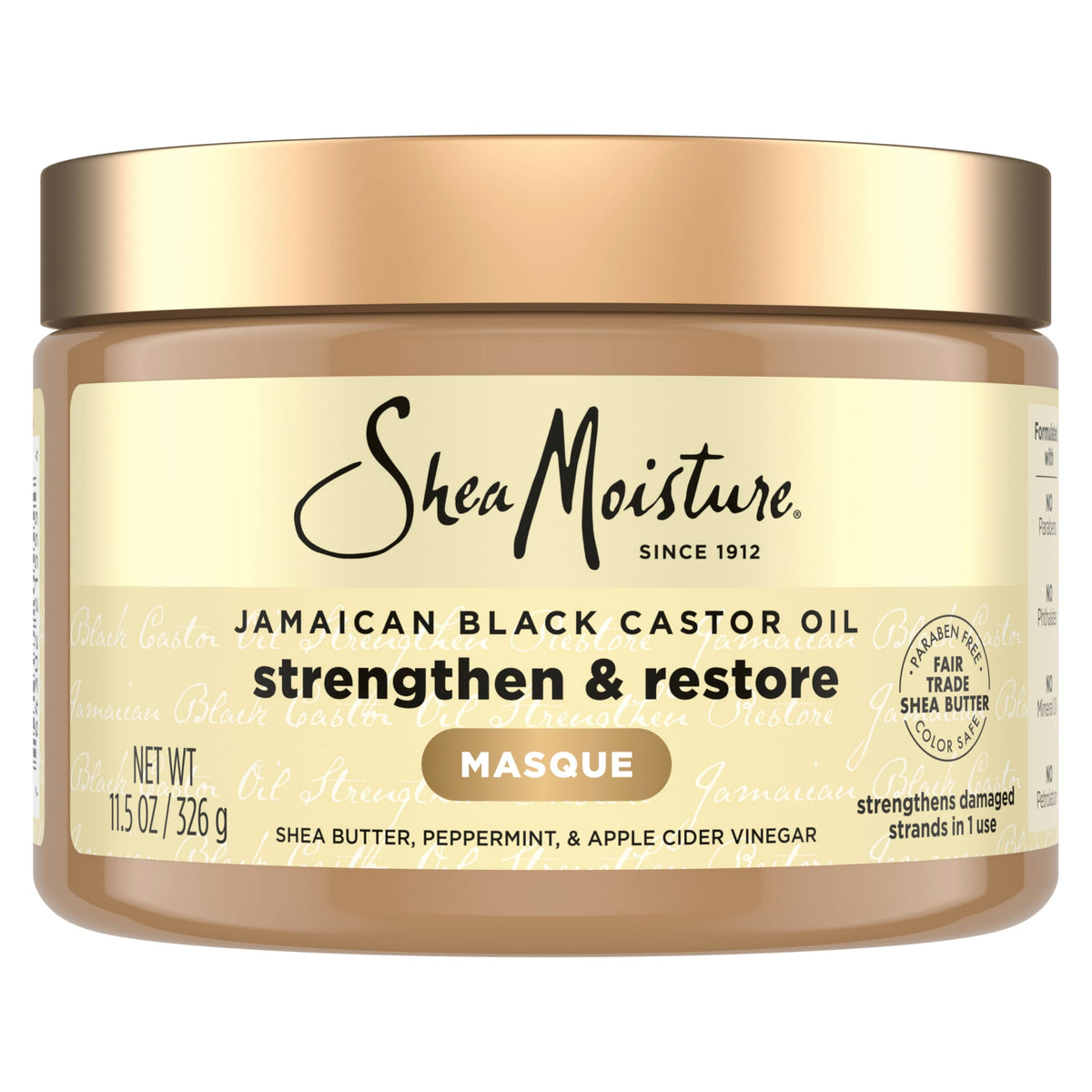 SheaMoisture Jamaican Black Castor Oil Treatment Masque front view for deep conditioning.