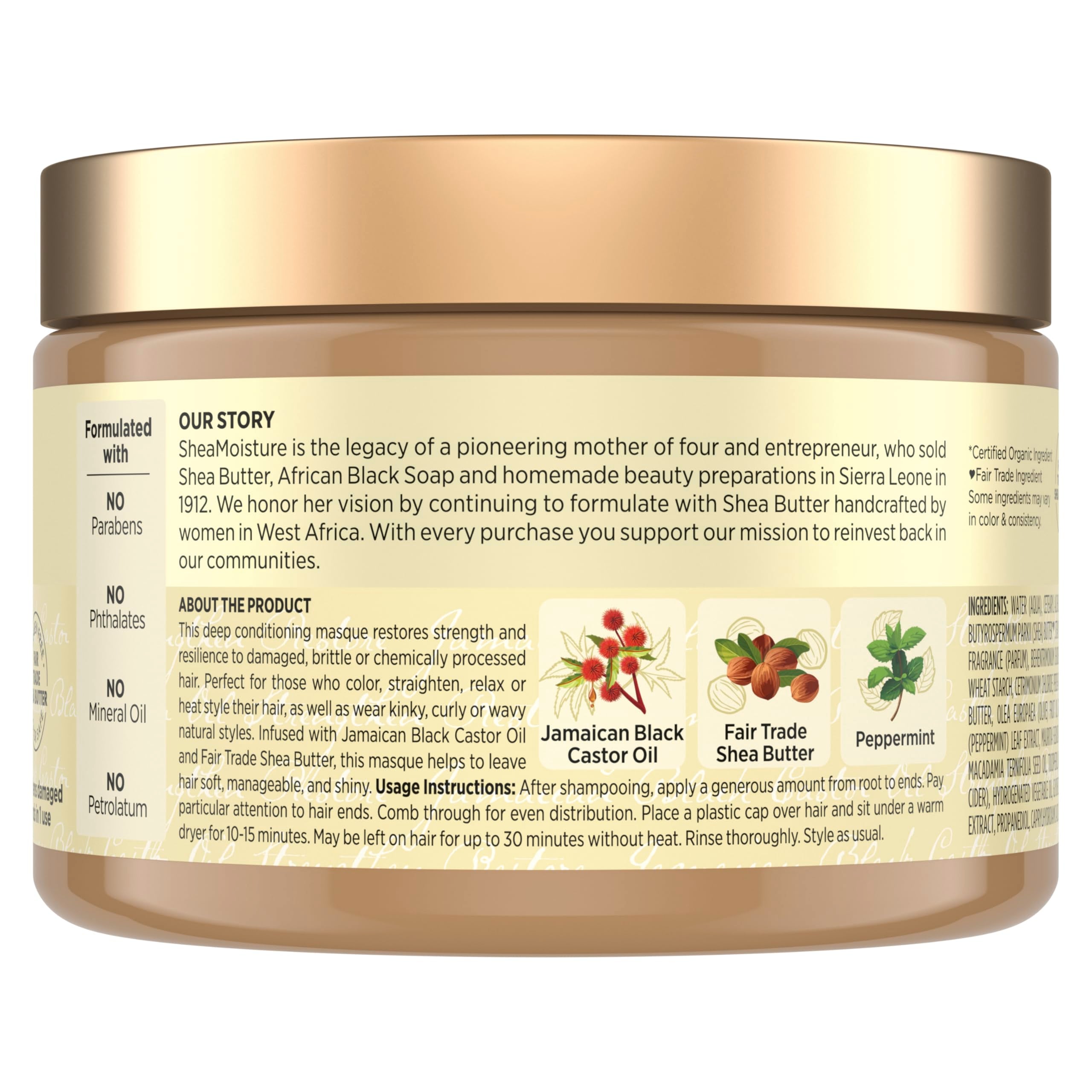 Texture of SheaMoisture Jamaican Black Castor Oil Treatment Masque for hydrating experience.
