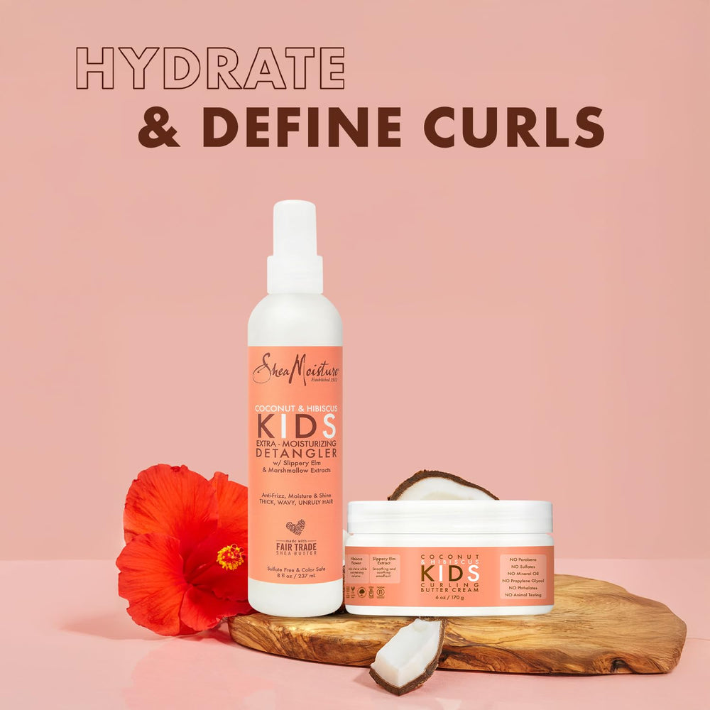 SheaMoisture Kids Curling Butter Cream application on defined curls.