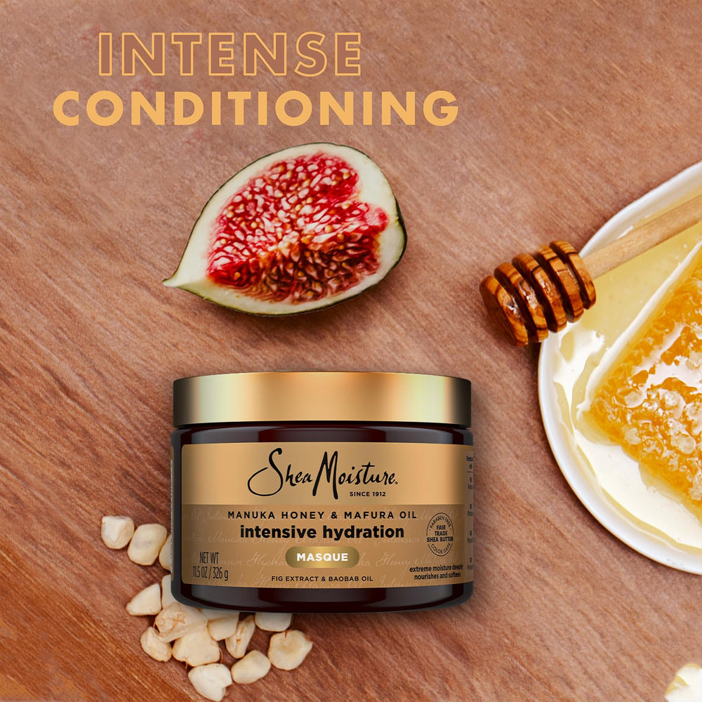 Wet hair with masque being combed through for detangling and hydration.
