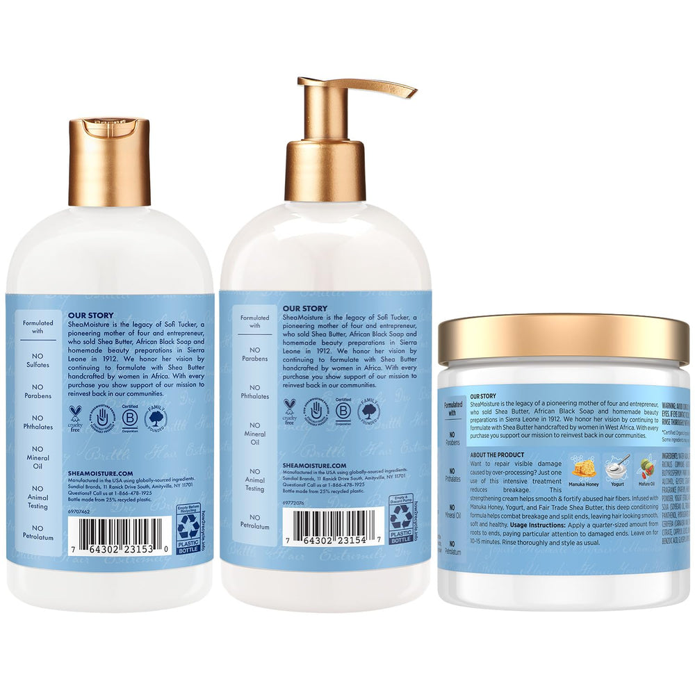 SheaMoisture Manuka Honey & Yogurt Conditioner application aids detangling and smoothing.