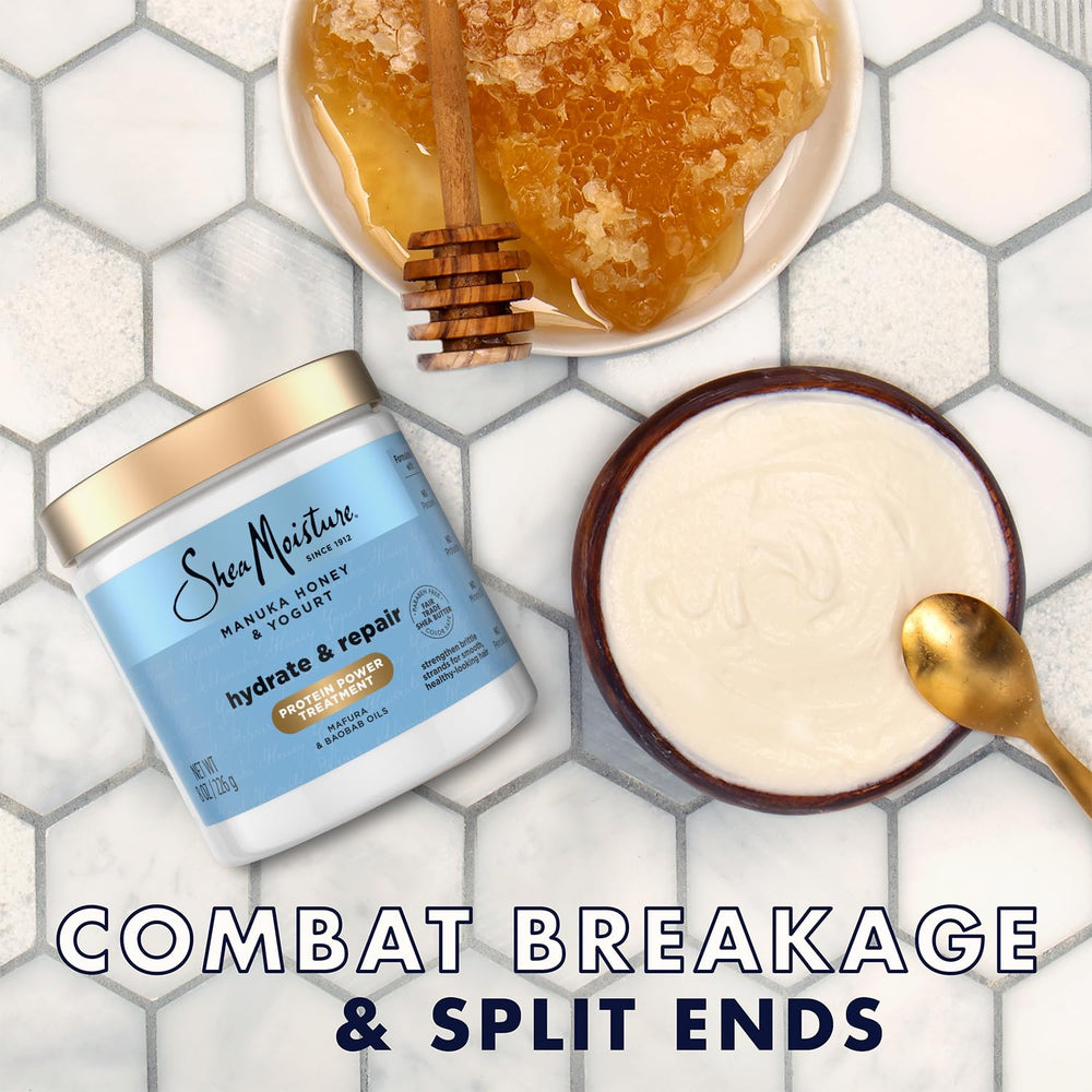 SheaMoisture Manuka Honey Yogurt texture reveals creamy conditioning formula for damaged hair