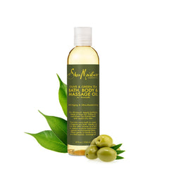 Applying SheaMoisture Olive & Green Tea Oil to skin for nourishment