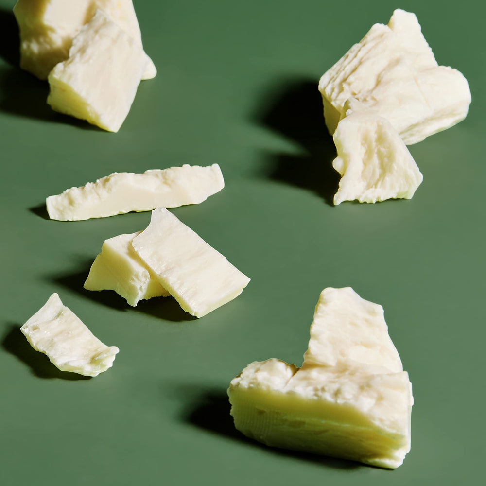 Packaging highlights sustainable branding and fair-trade values.