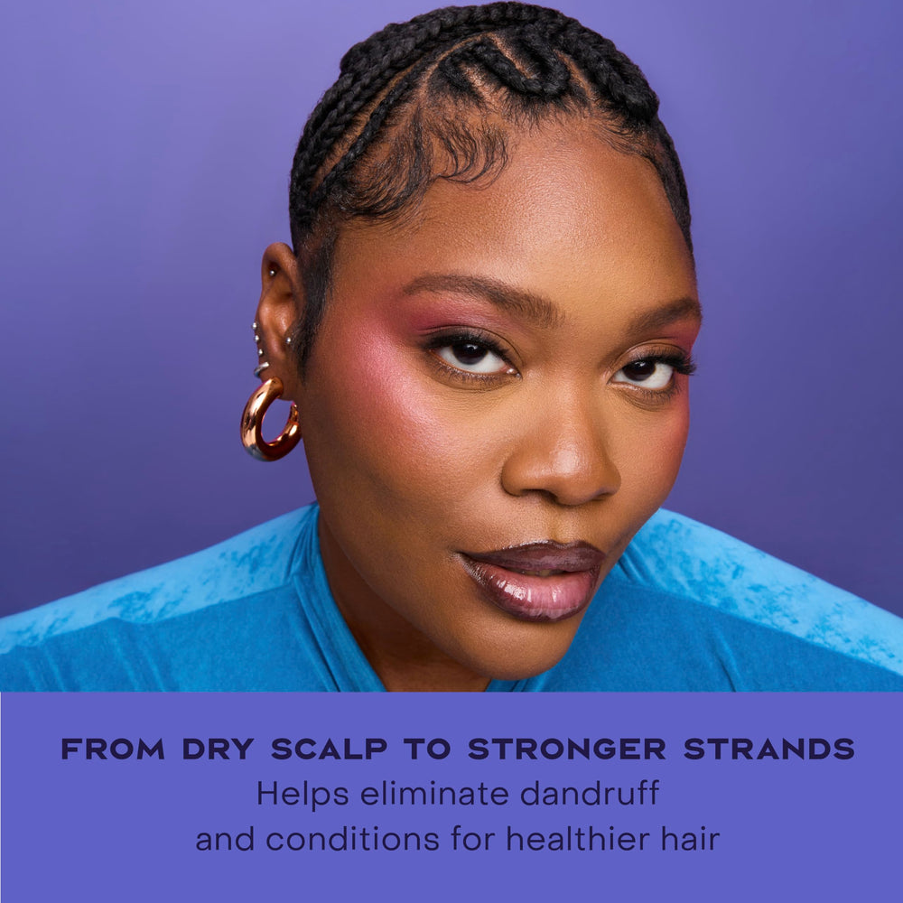 SheaMoisture scalp relief during use depicts calming shower routine for irritated scalps.