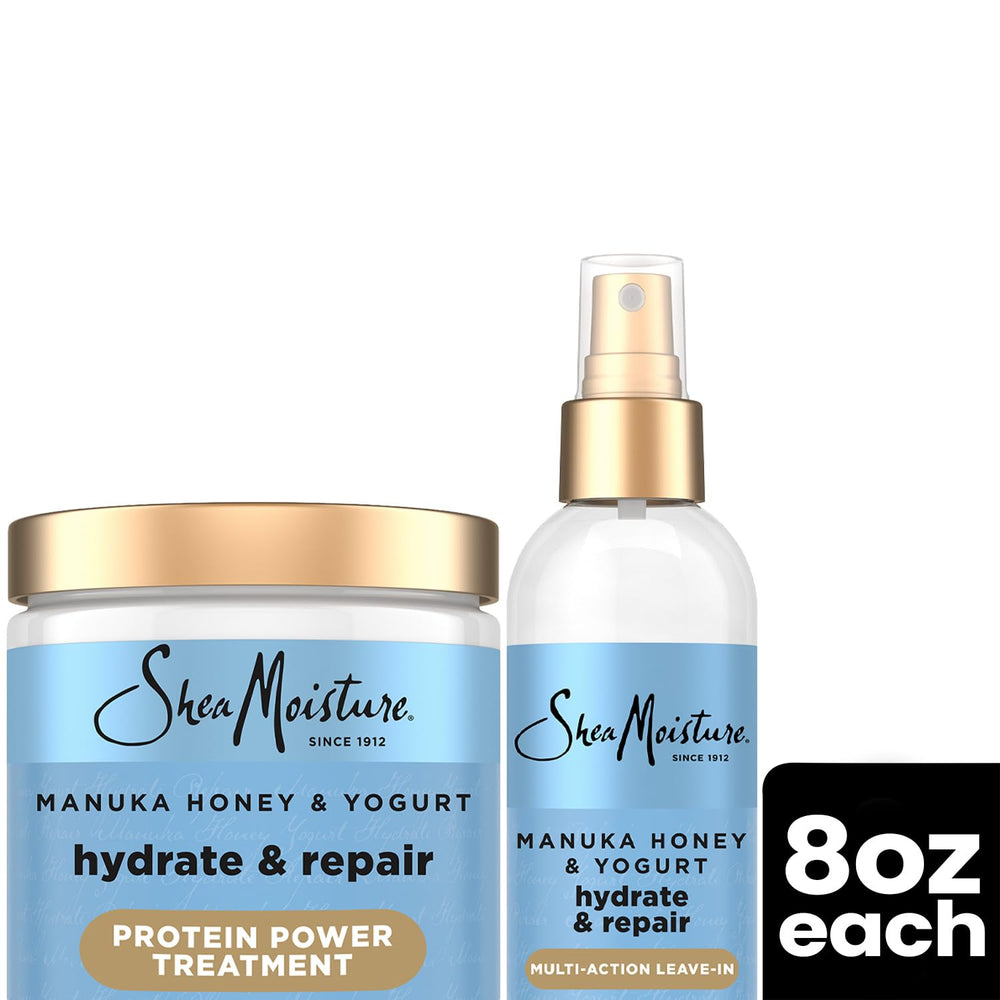 SheaMoisture Split ends treatment mask shown for 10-15 minutes.