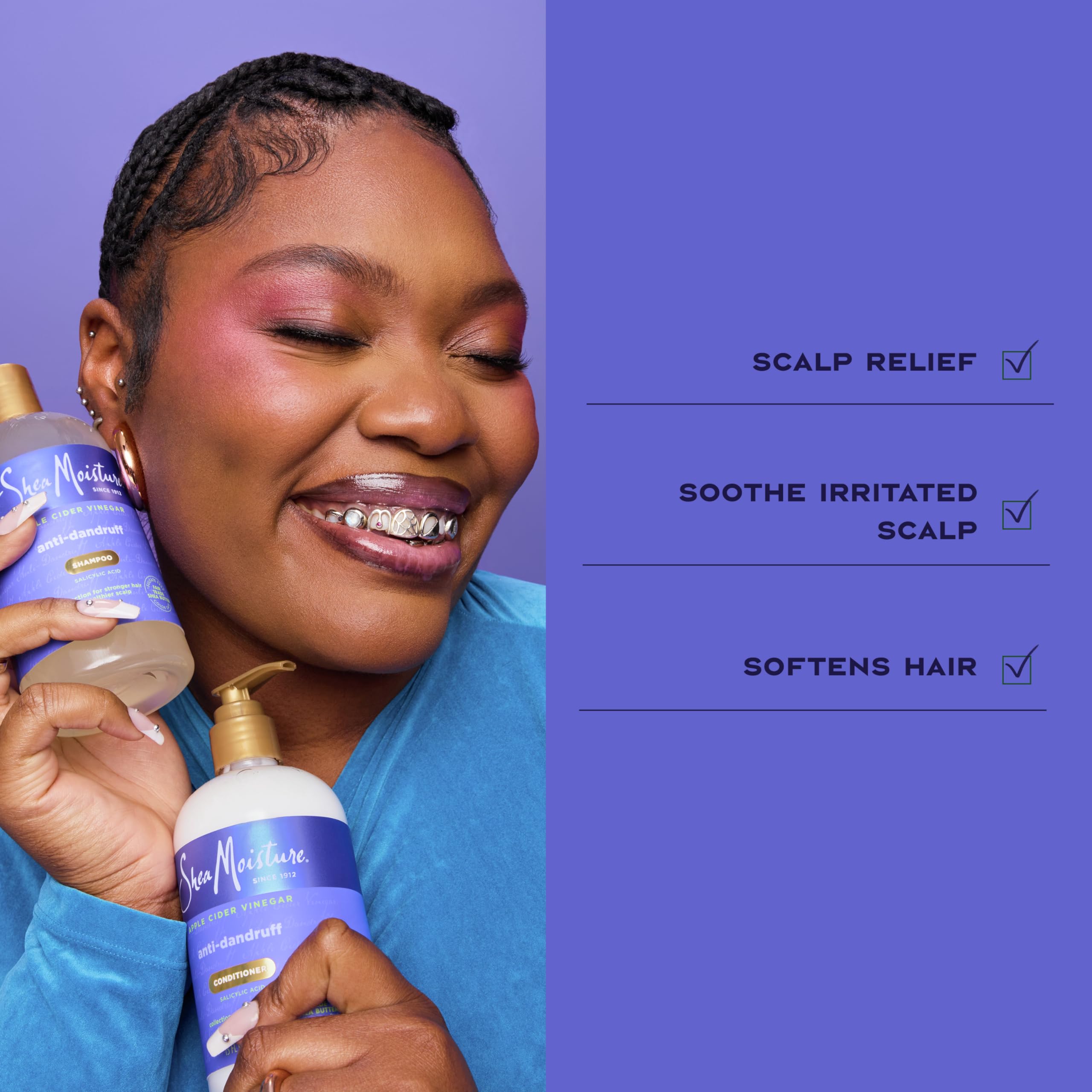SheaMoisture Vitamin B3 formula closeup suggests fortified scalp support and clean hair benefits.