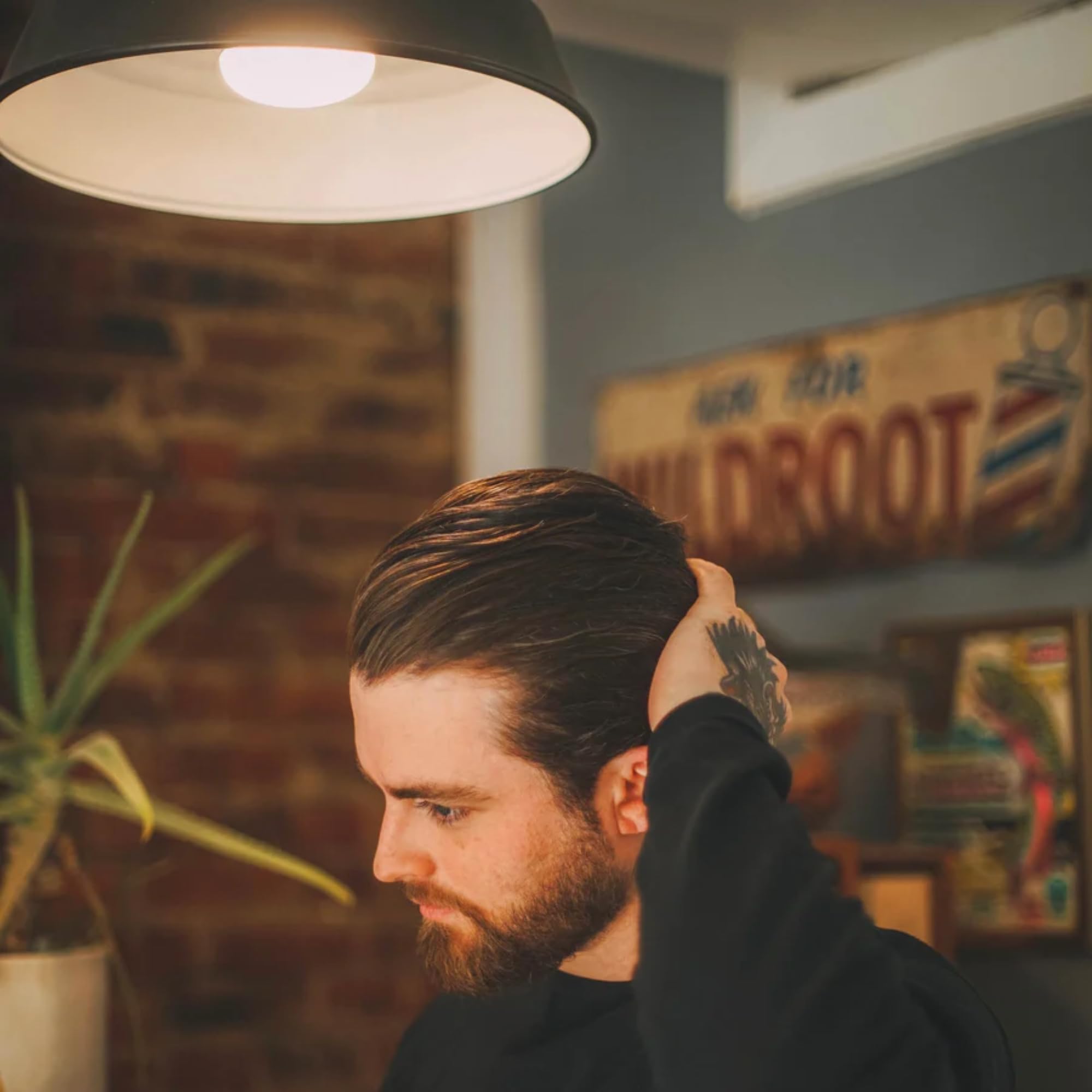 Shear Revival Crystal Lake pomade hair application demonstrates easy restyling with natural finish