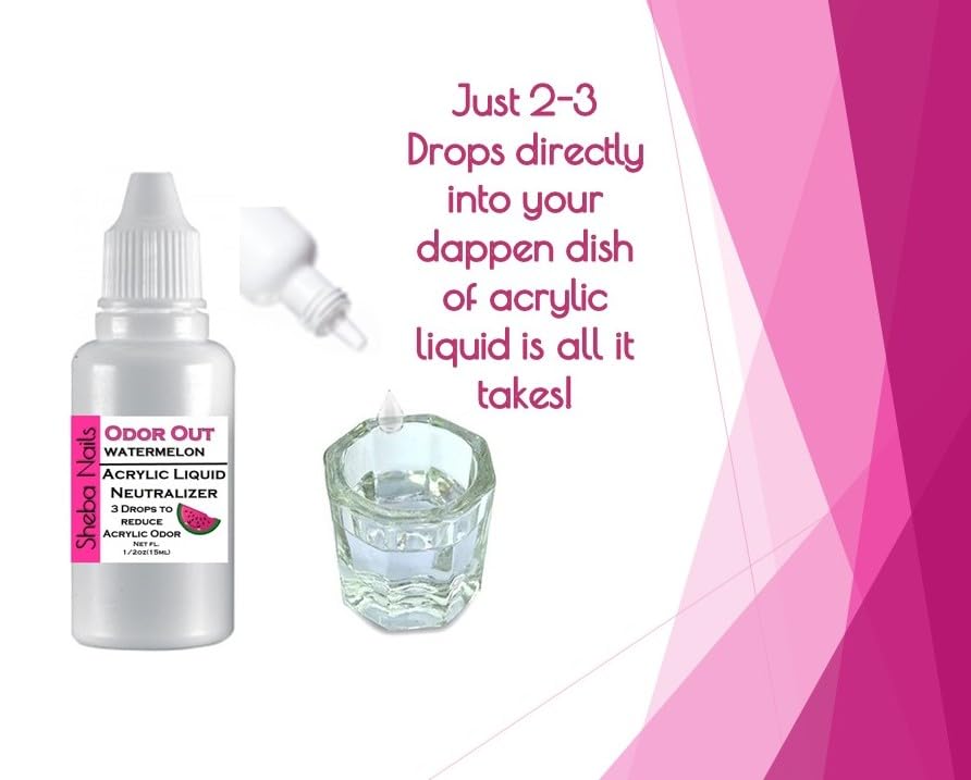 SHEBA NAILS Watermelon-scent drops in a bottle provide a fresh aroma during acrylic services.