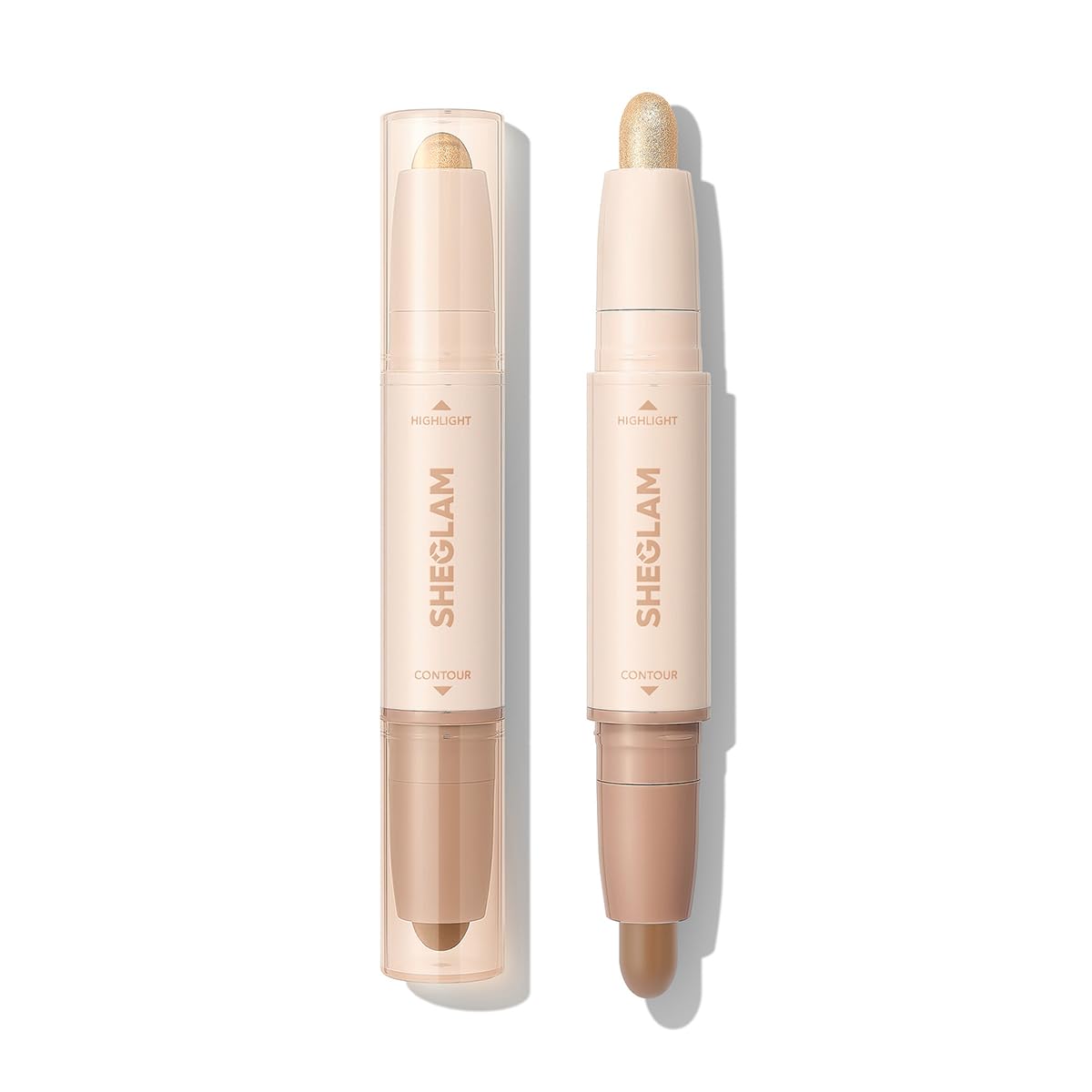 SHEGLAM 2-in-1 Contour Highlight Stick Hazelnut Latte swatch for natural shading