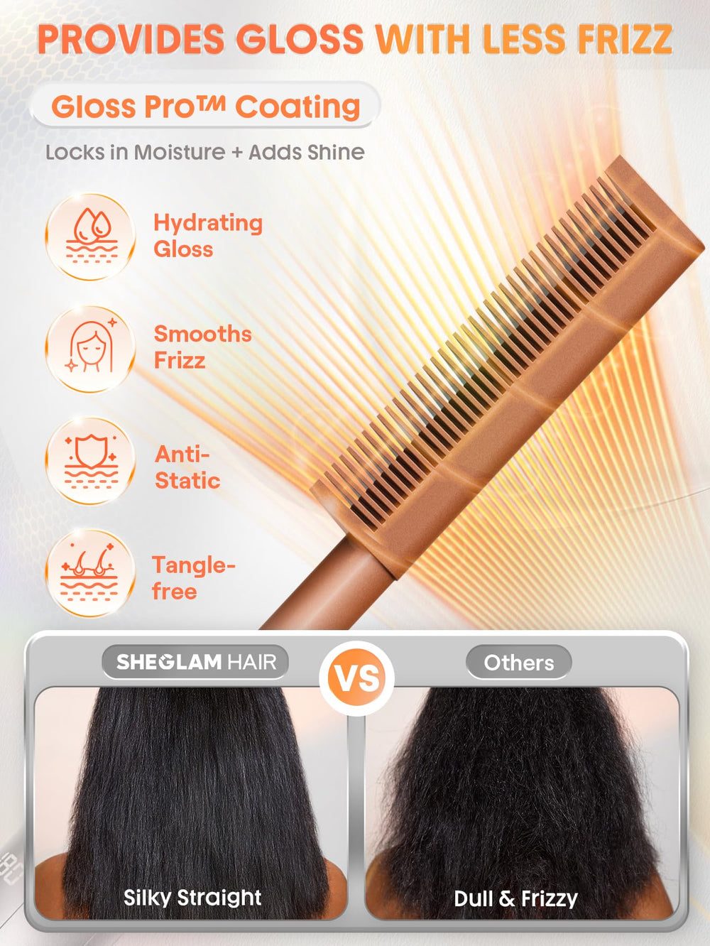 SHEGLAM Anti-Burn Hot Comb – 30s Heat, Gloss Pro Coating, 5 Temp Setti