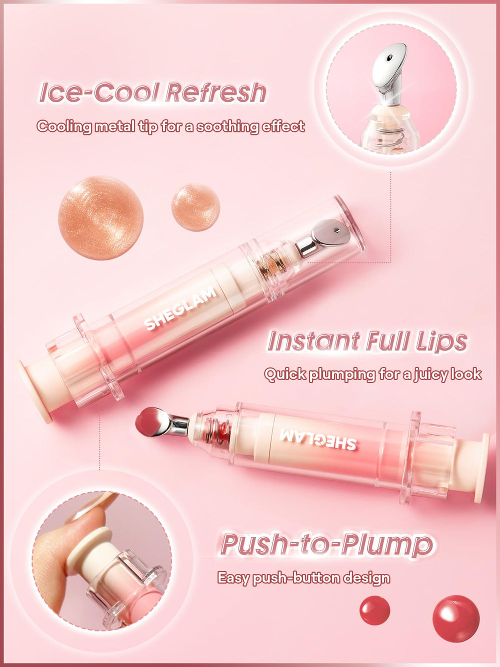 SHEGLAM Booster Shine Lip Gloss metal tip demonstrates smooth, precise color delivery
