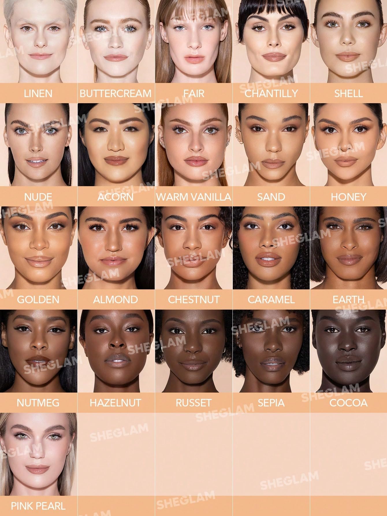 SHEGLAM brightening color-corrector swatch illustrates evenness and subtle radiance.