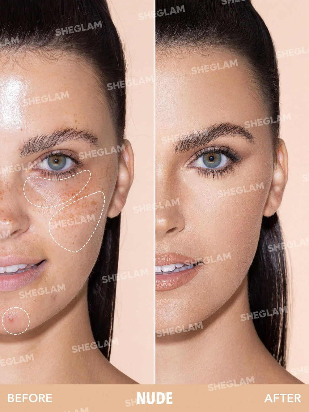 SHEGLAM complexion-boost concealer applied on skin for even tone and blendability.