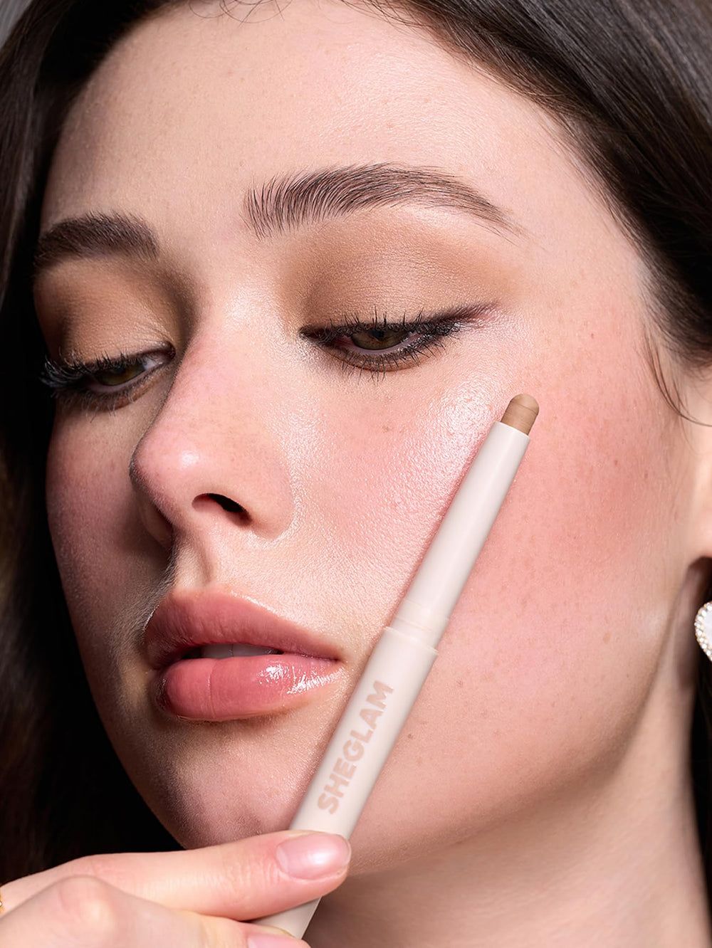 SHEGLAM Creamsicle Eyeshadow Stick matte finish swatch for everyday neutral looks.