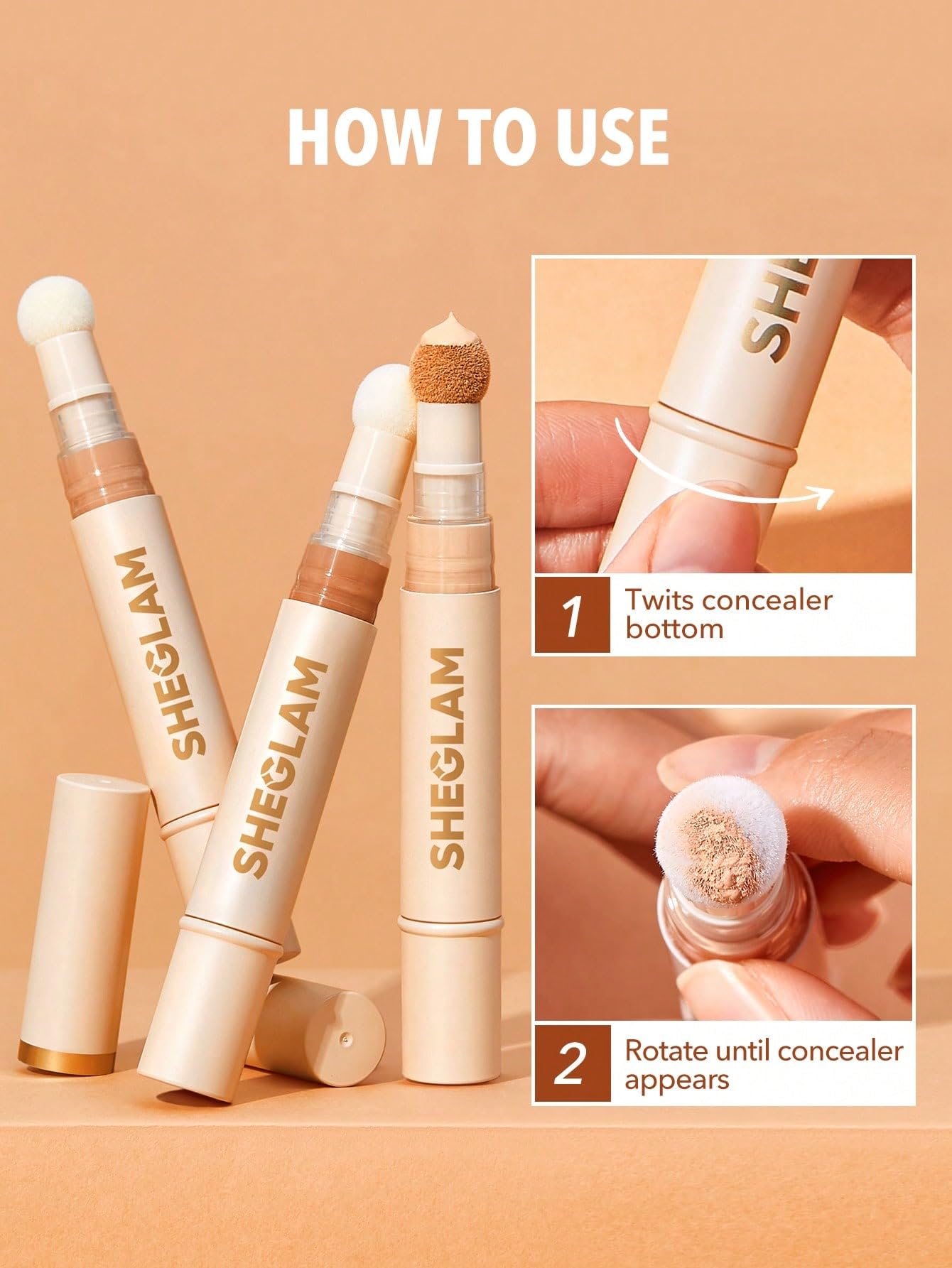 SHEGLAM cruelty-free leaping bunny icon with product display emphasizes ethical choice.