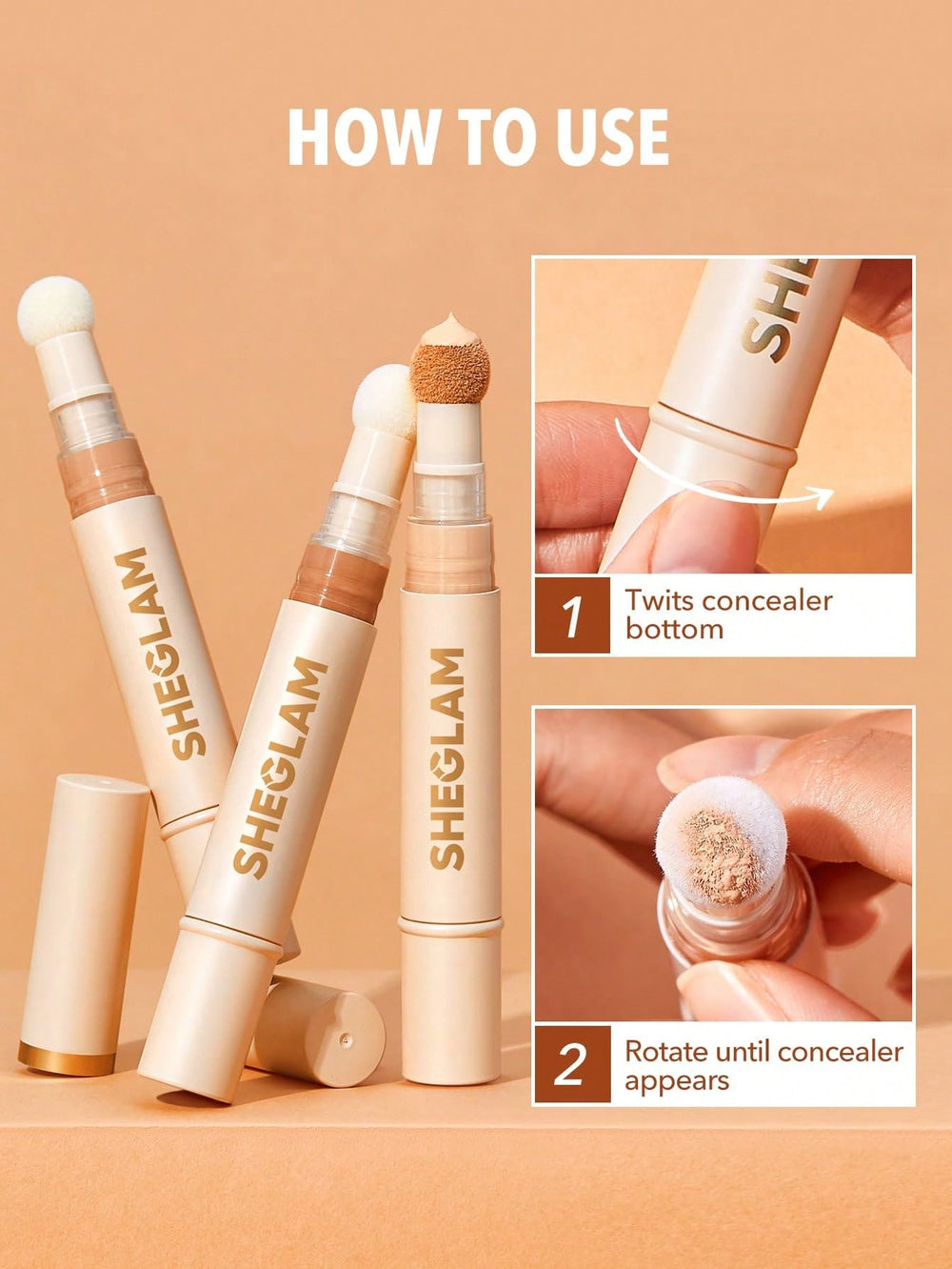 SHEGLAM cruelty-free leaping bunny icon with product display emphasizes ethical choice.