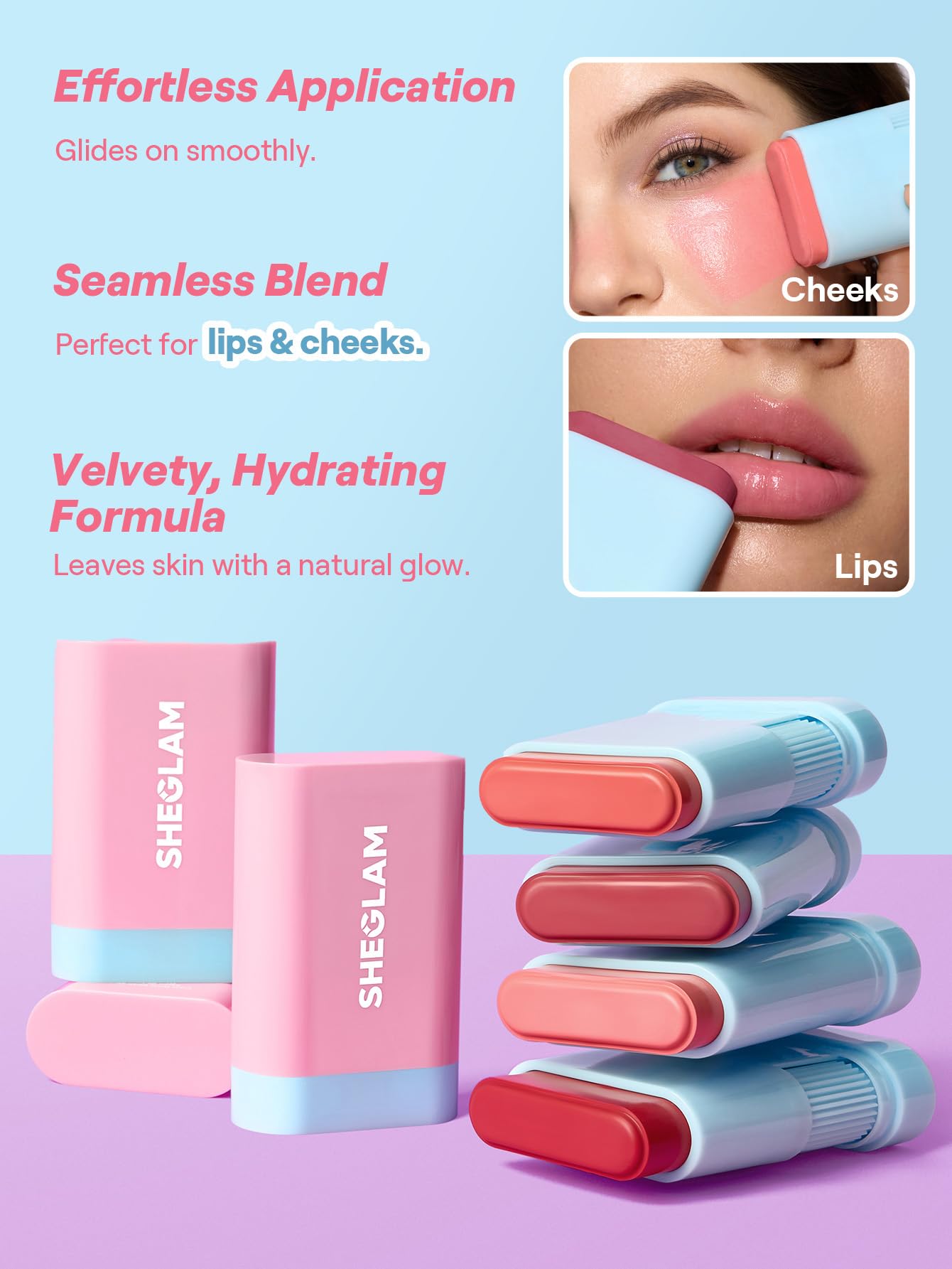 SHEGLAM Glass Glow Blush Stick cruelty-free Leaping Bunny badge