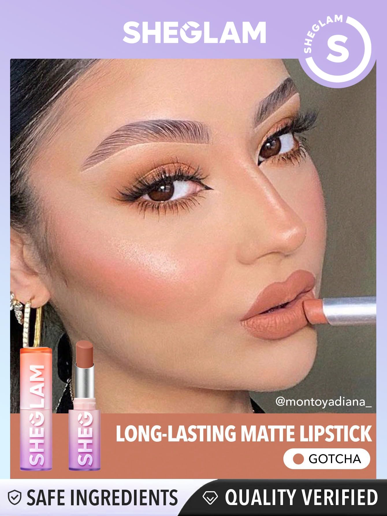 SHEGLAM Dynamatte long-wear swatch highlights up to eight hours of color.
