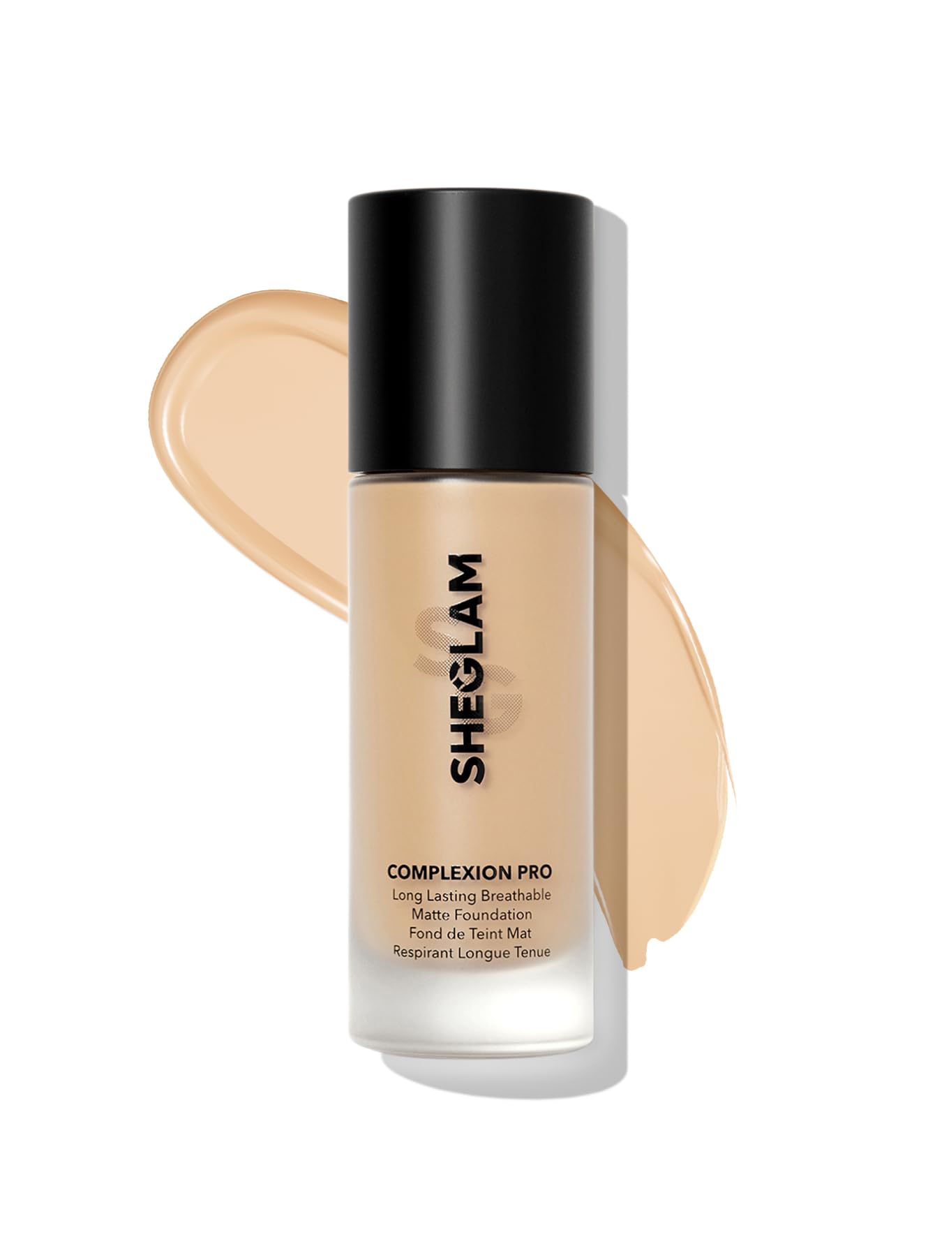 SHEGLAM full-coverage foundation bottle delivering long-lasting coverage for all-day wear.
