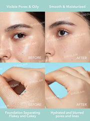SHEGLAM Glacier Glo Primer pump-dispense demonstrates easy, controlled application.