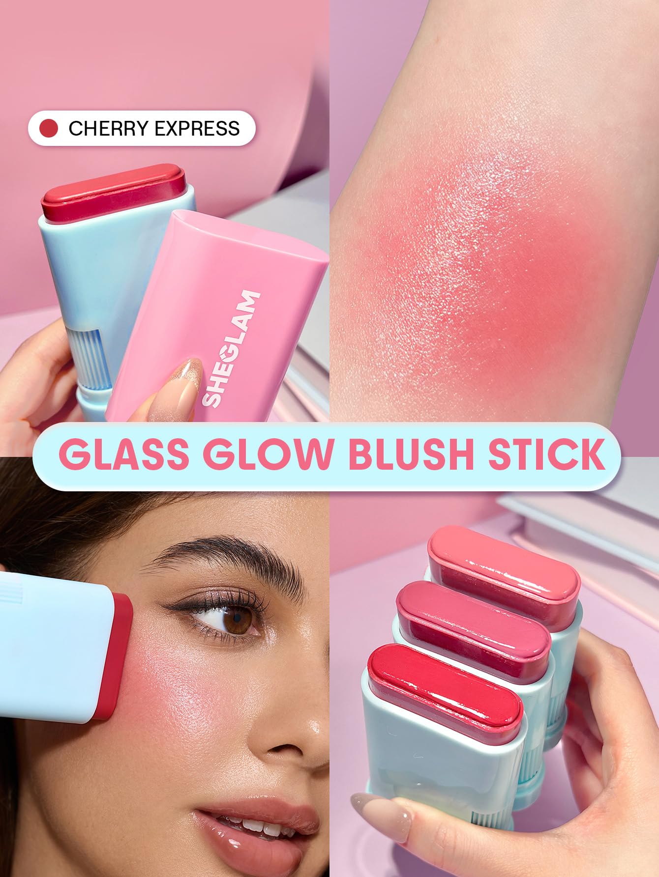 SHEGLAM Glass Glow Blush Stick on lips for natural tint and hydrating moisture