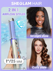 SHEGLAM Hair Cool Lock Airflow Styler 360-degree airflow evenly distributes heat.