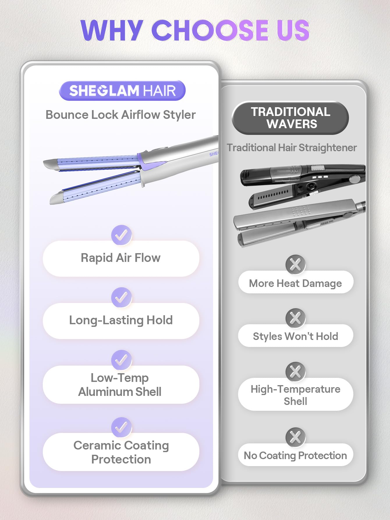 SHEGLAM Hair Cool Lock Airflow Styler ergonomic grip for comfortable use.