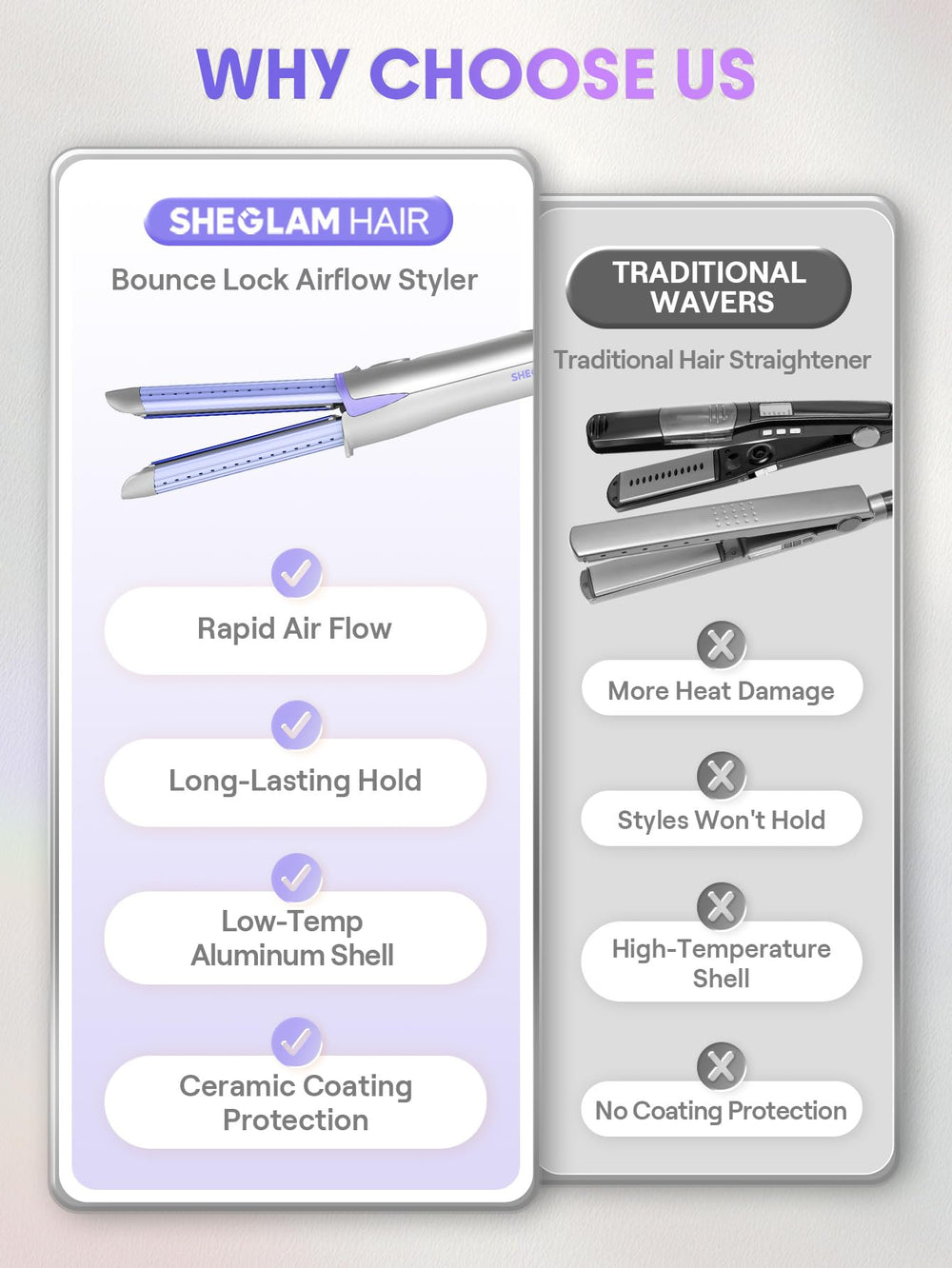 SHEGLAM Hair Cool Lock Airflow Styler ergonomic grip for comfortable use.