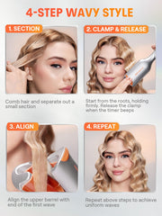 SHEGLAM Waver with 1-inch ceramic plates for smooth, glossy beachy curls.