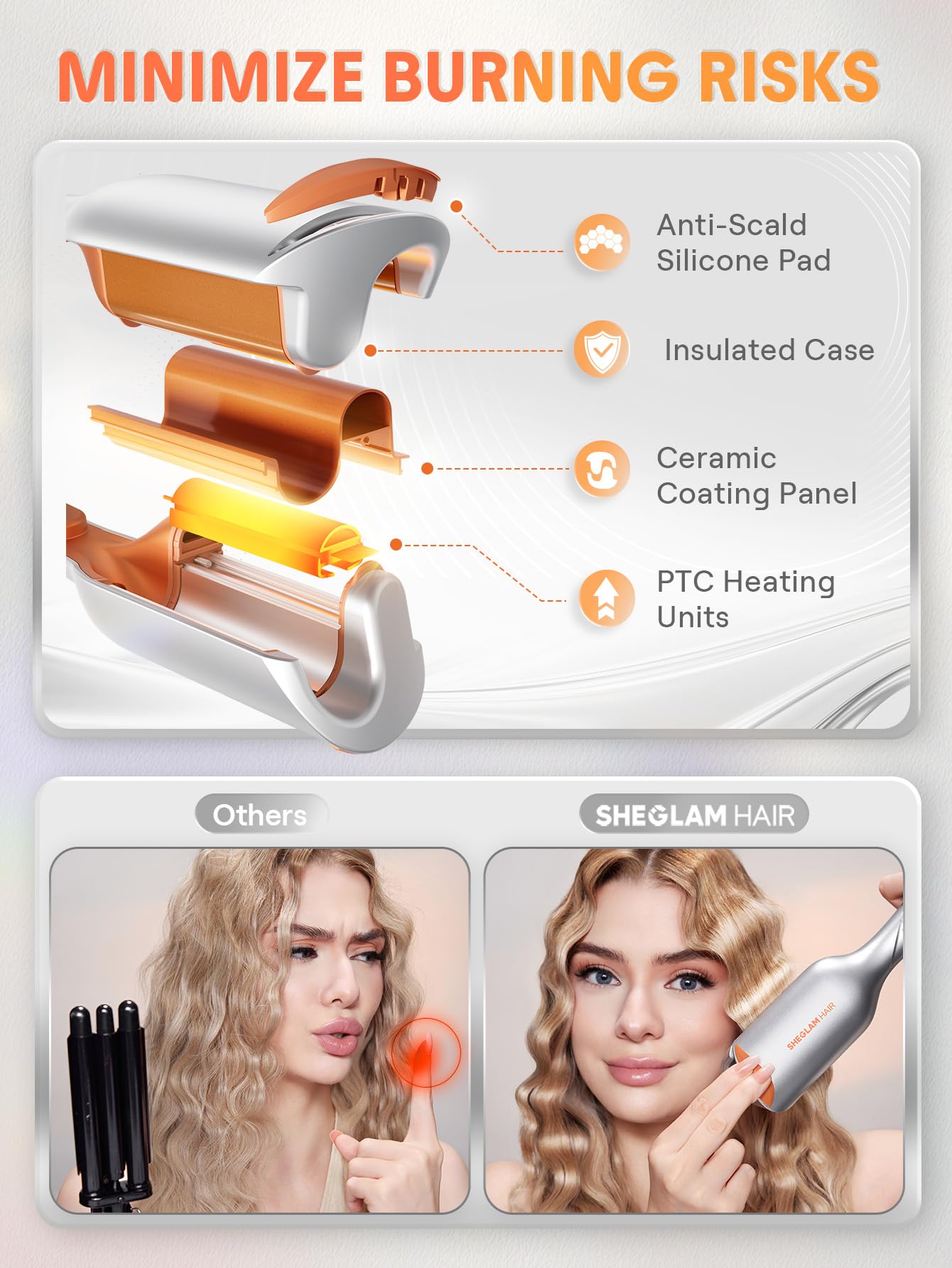 SHEGLAM Negative ions help reduce static for shinier hair.