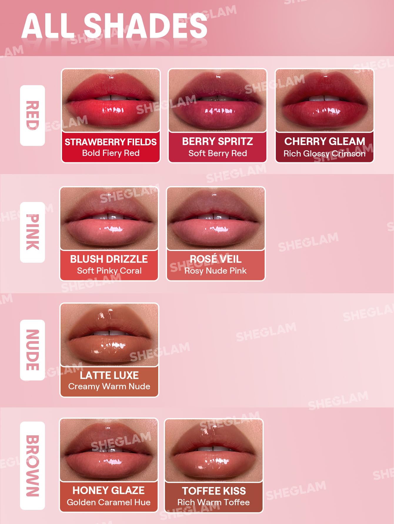 SHEGLAM Hydrating Lip Gloss Cherry Gleam cruelty-free formula for guilt-free beauty