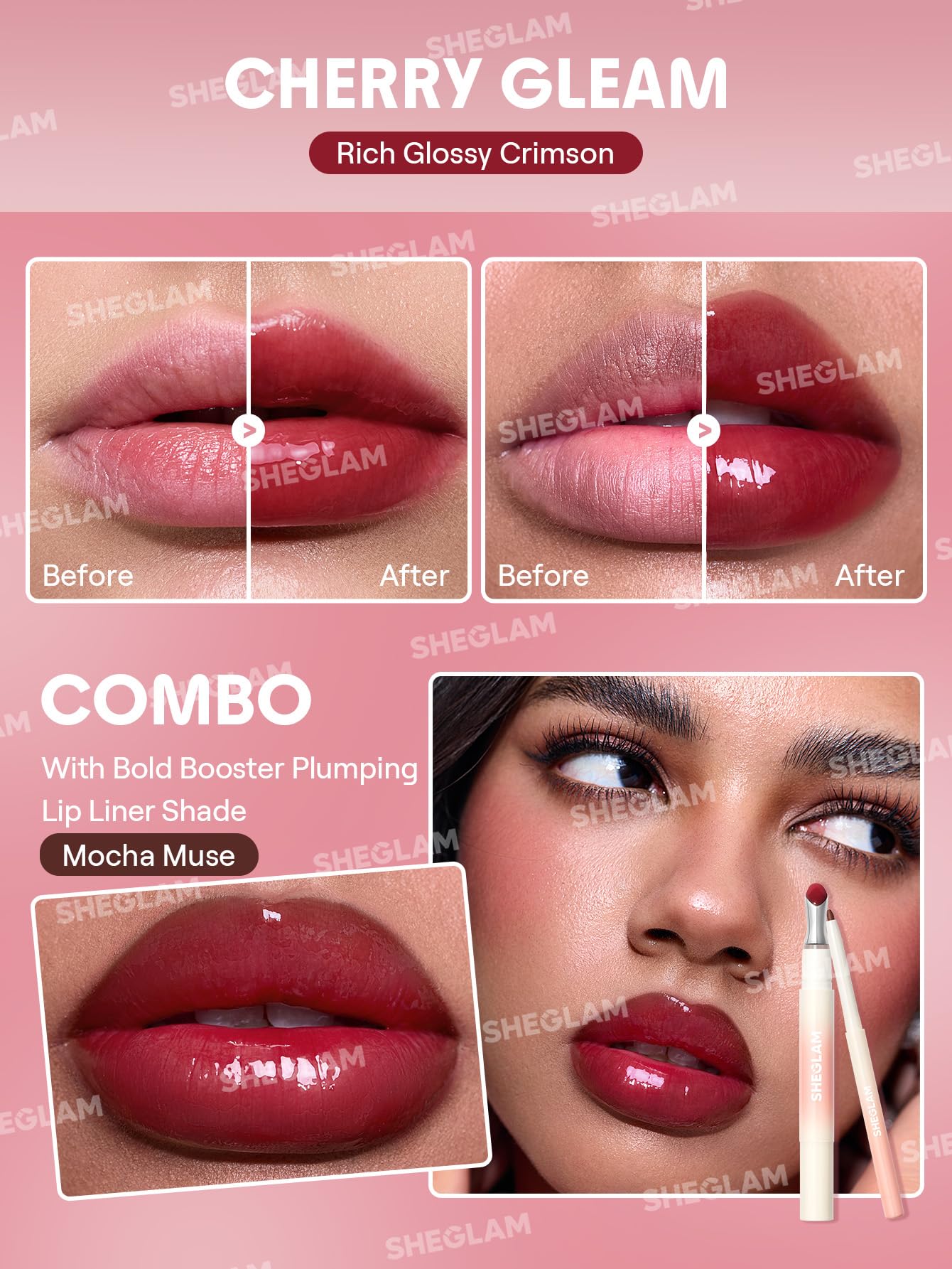 SHEGLAM Hydrating Lip Gloss Cherry Gleam jojoba-oil nourishes lips during wear
