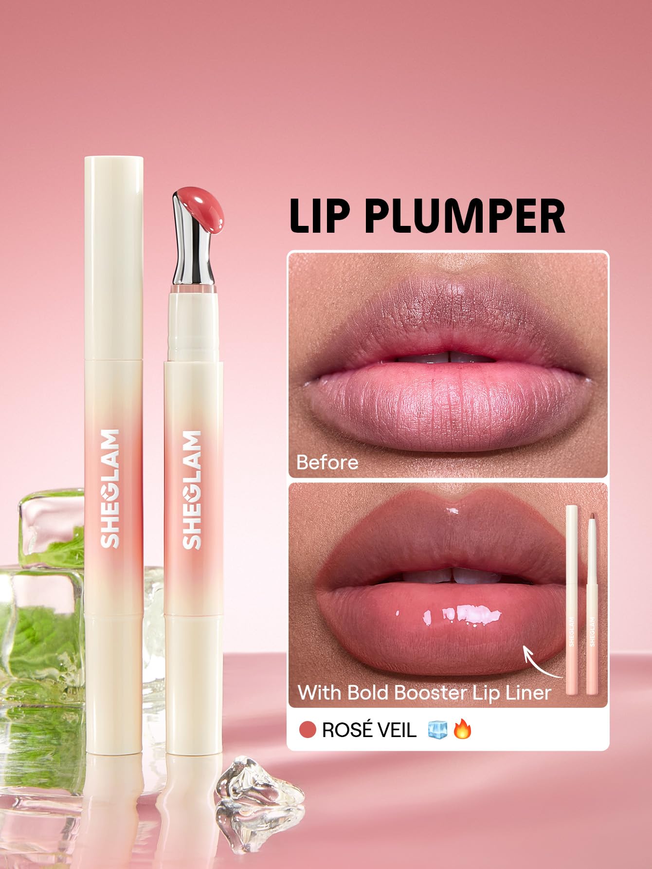 SHEGLAM Rose Veil color swatch demonstrates shade payoff on skin or lips.