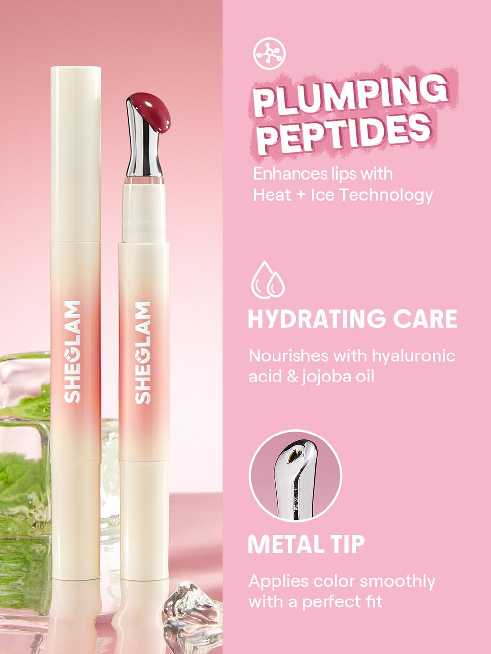 SHEGLAM Hydrating Lip Gloss Toffee Kiss wand application for smooth color