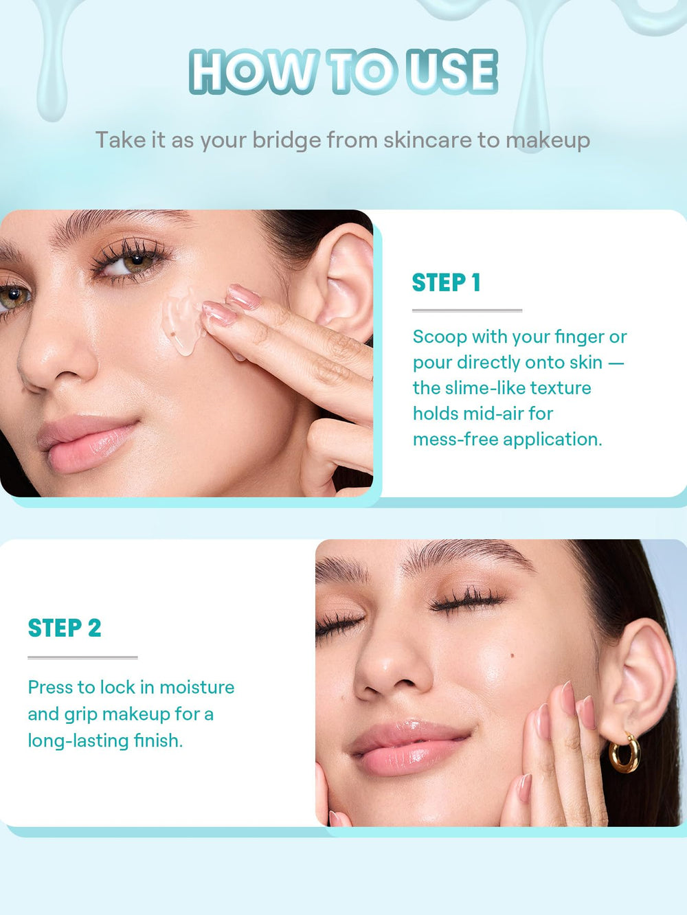 SHEGLAM HydroSlime Primer application demo on hand shows easy blending.