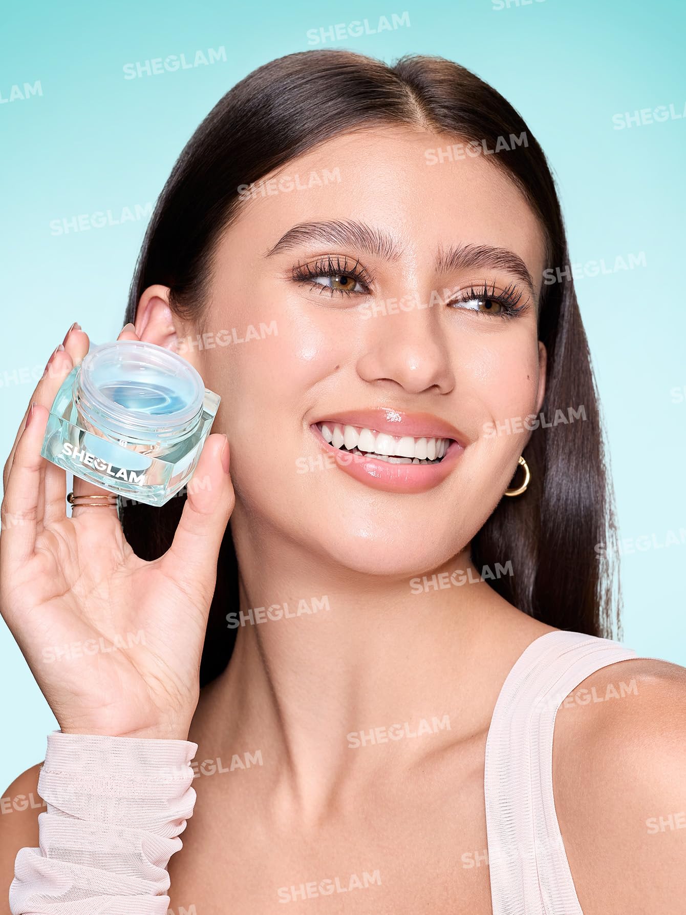 SHEGLAM HydroSlime Primer before-after demonstrates makeup longevity with glow.