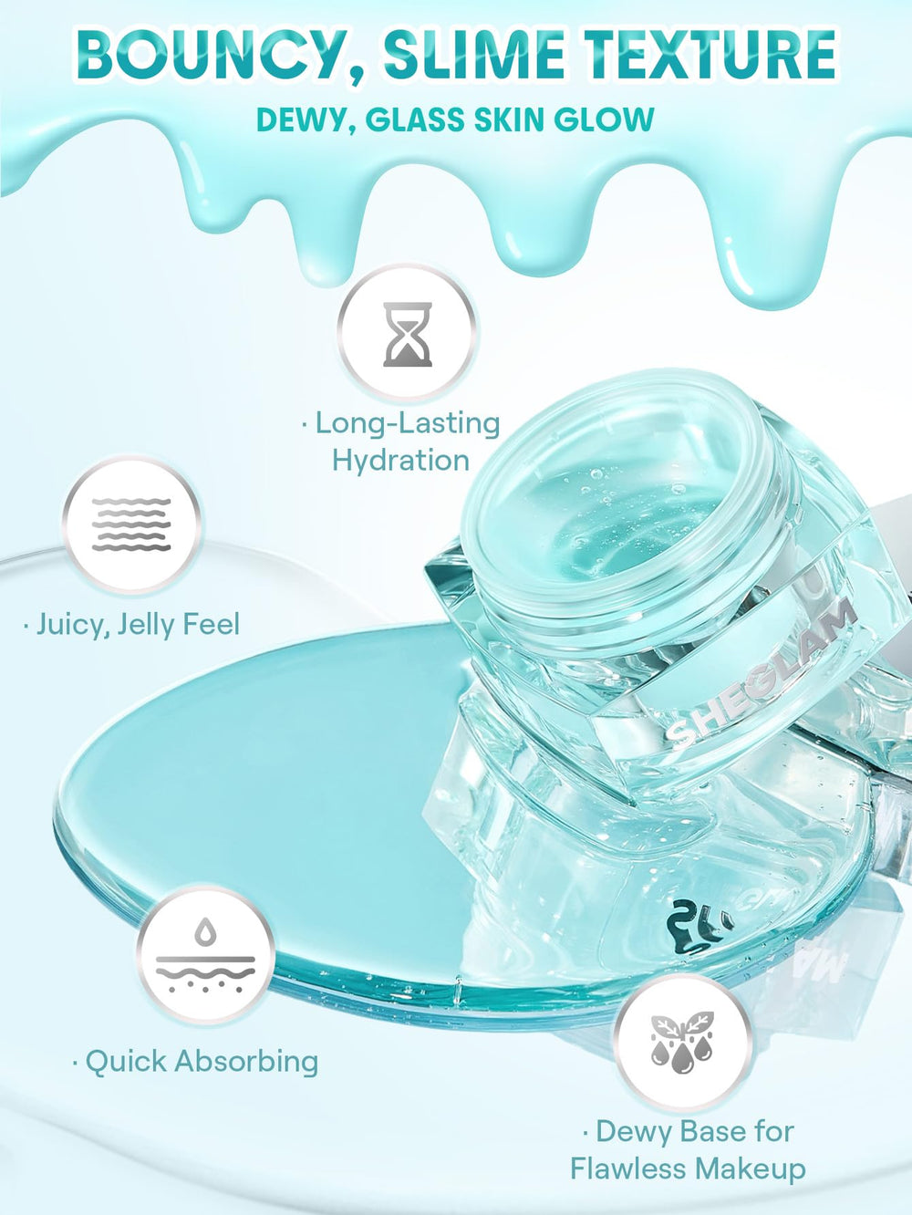 SHEGLAM HydroSlime Primer packaging box highlights cruelty-free branding.