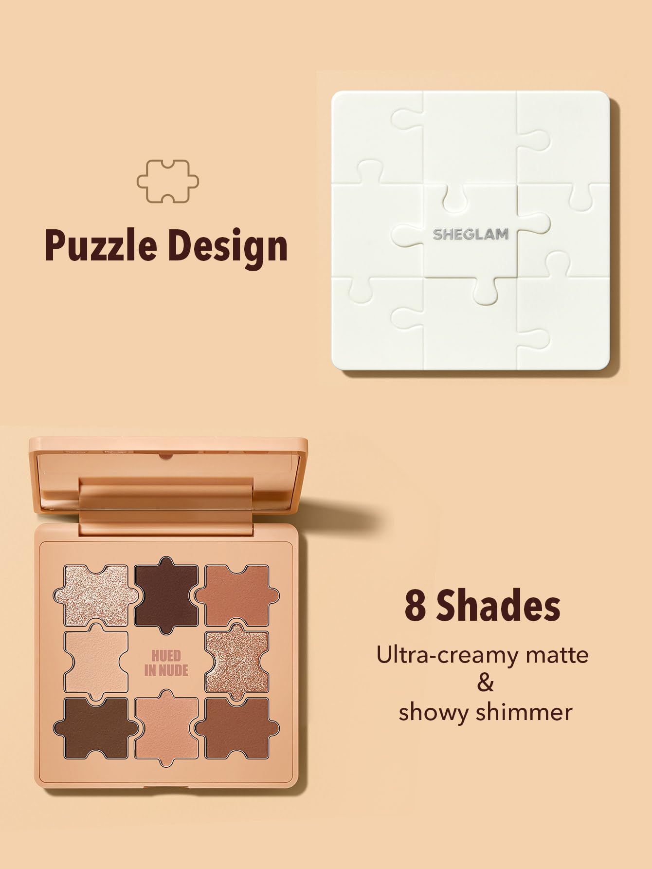 SHEGLAM Jazy Jigsaw nude-shades provide natural eye definition for daily wear.