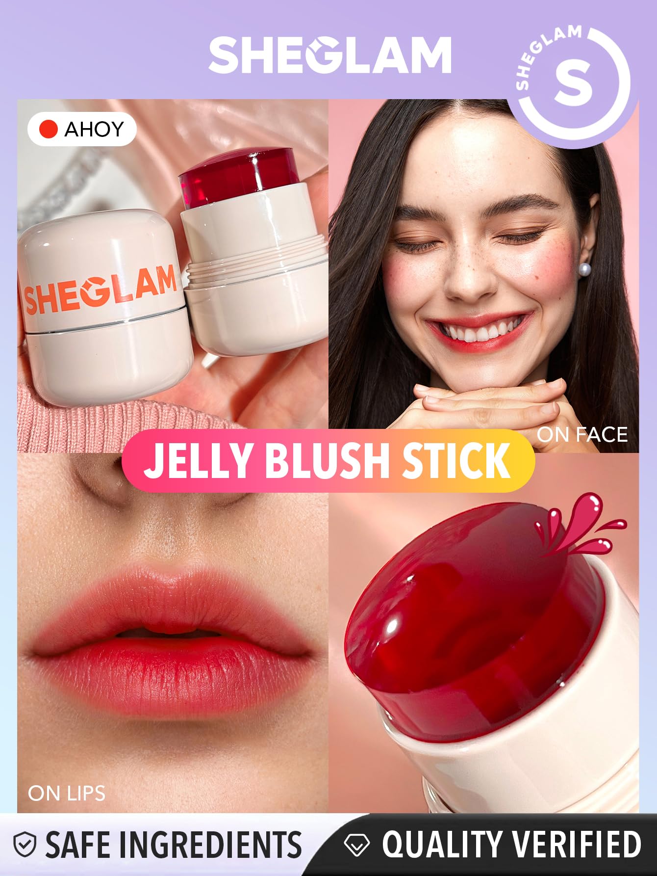 SHEGLAM Jelly-Licious Lip Swatch demonstrates natural lip color for everyday wear.